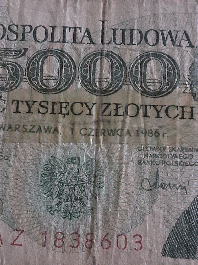 Banknot - 5000 tysięcy złotych seria AZ