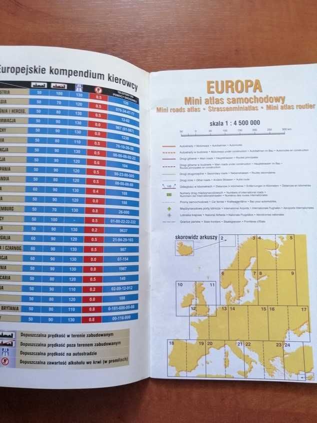 Mapa samochodowa Europy. Europa atlas samochodowy. Copernicus.