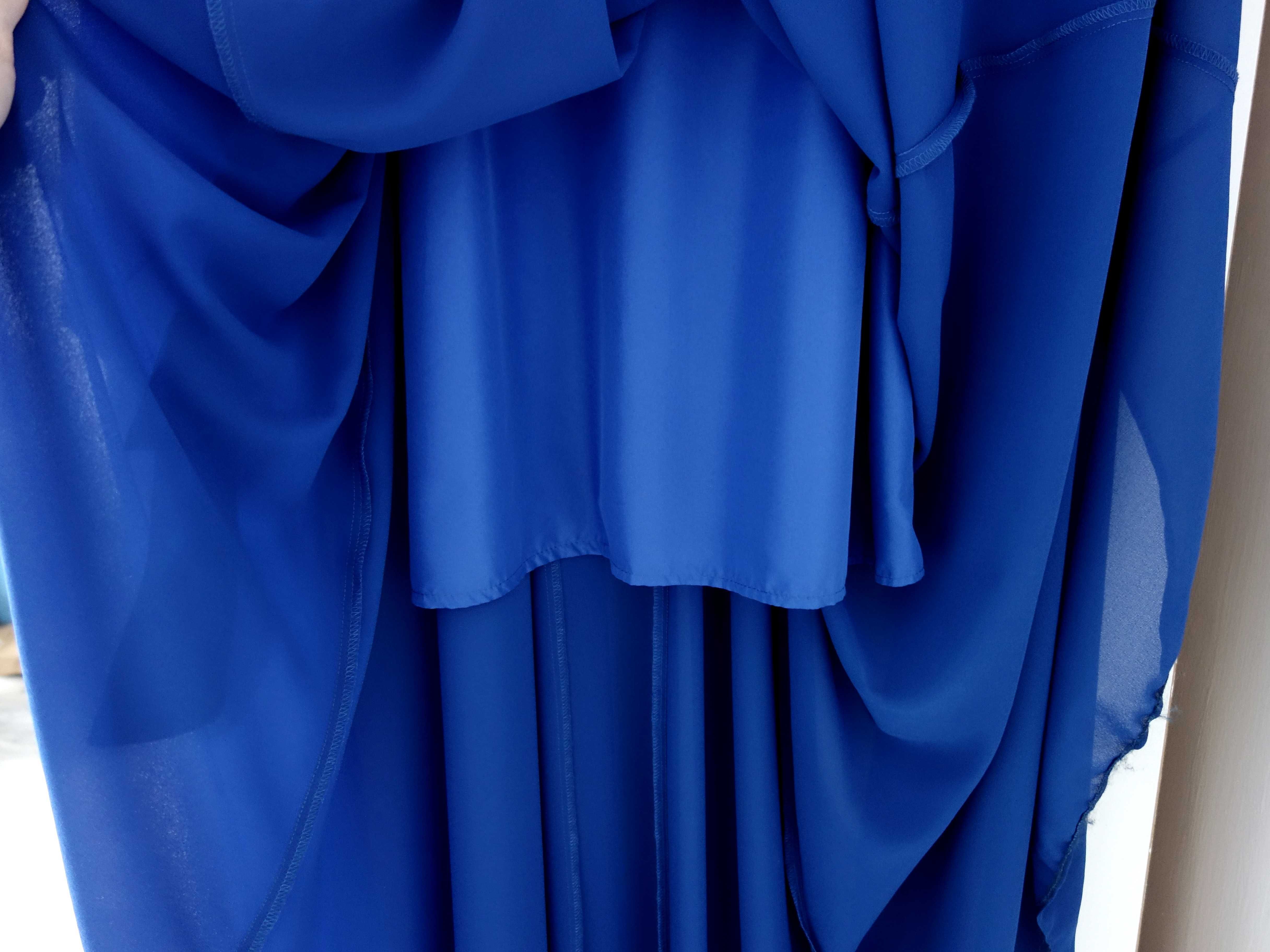 Sukienka suknia długa maxi wesele Bialcon niebieska studniówka 36 38 M