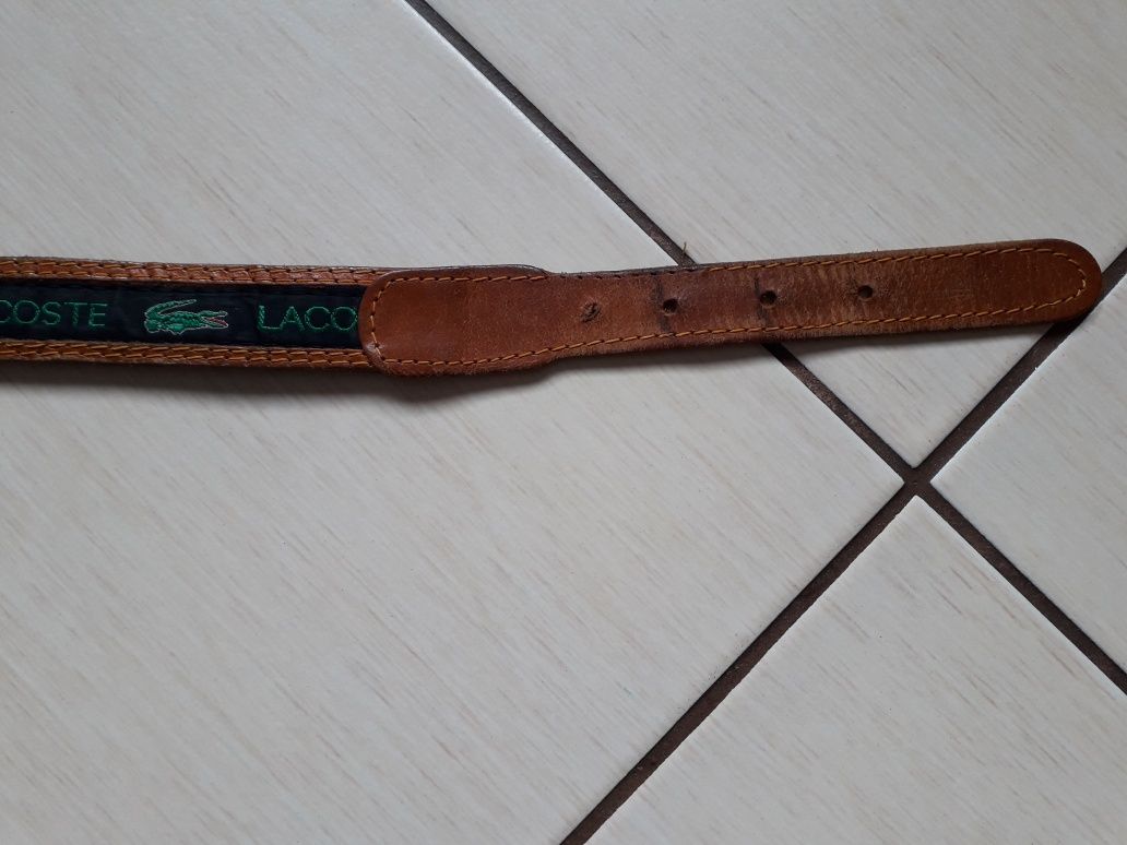 Pasek Lacoste skóra naturalna vintage 90 36