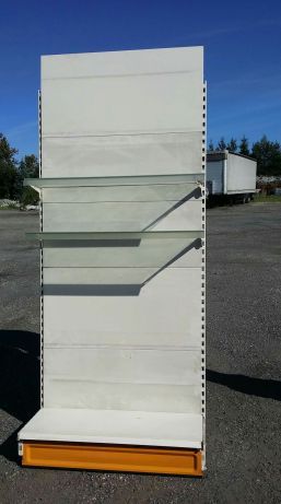 regały sklepowe gondola metalowe półki szklane