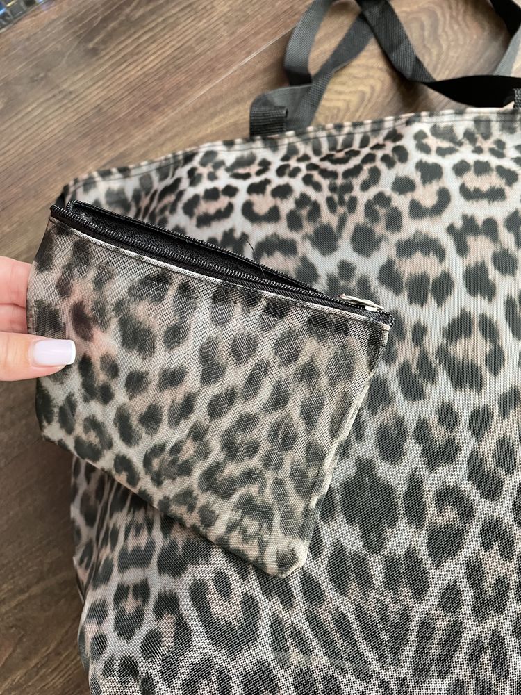 Пляжная сумка прозрачная леопард