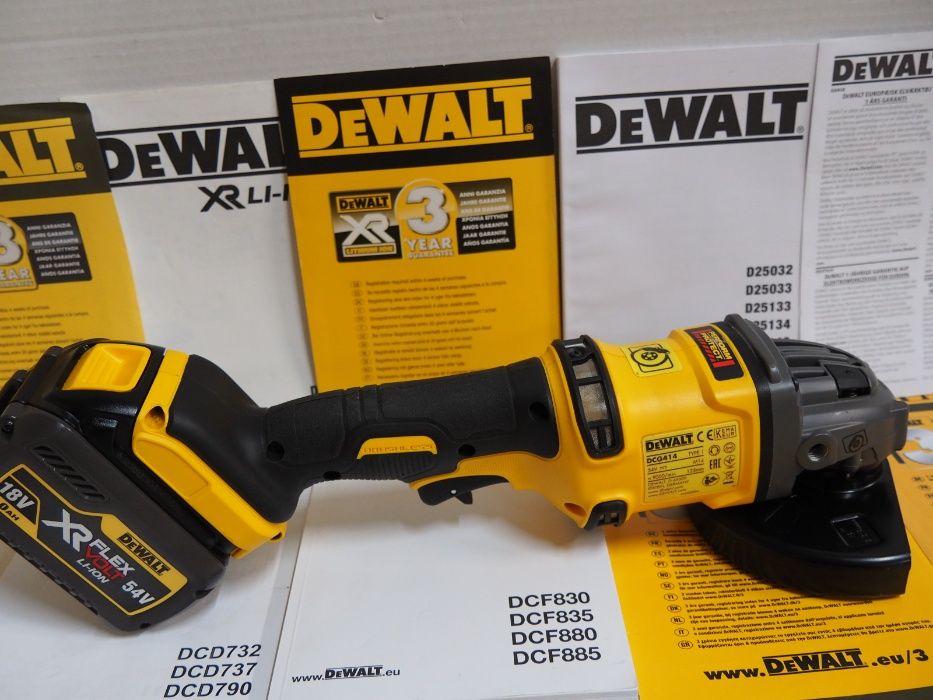 Katowa szlifierka DEWALT DCG 418 +bateria 54v 6Ah bez ladowarka aku