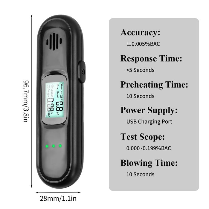 Joyan Tester Alkoholu Akumulatorowy z Cyfrowym Wyświetlaczem LCD