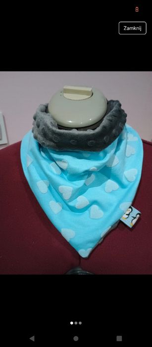 Niebieska chusteczka pod szyję szalik wiązany