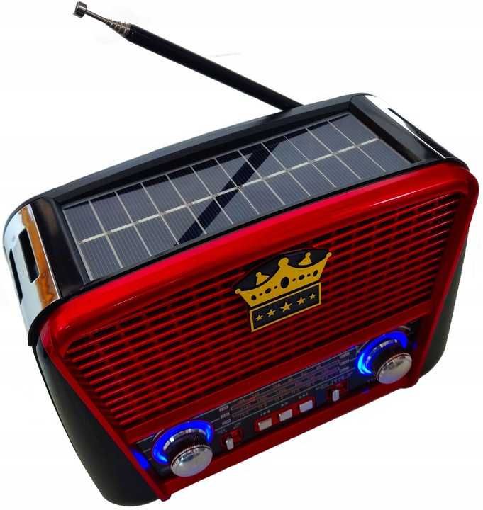 Radio solarne akumulatorowe retro fm bluetooth czerwone s