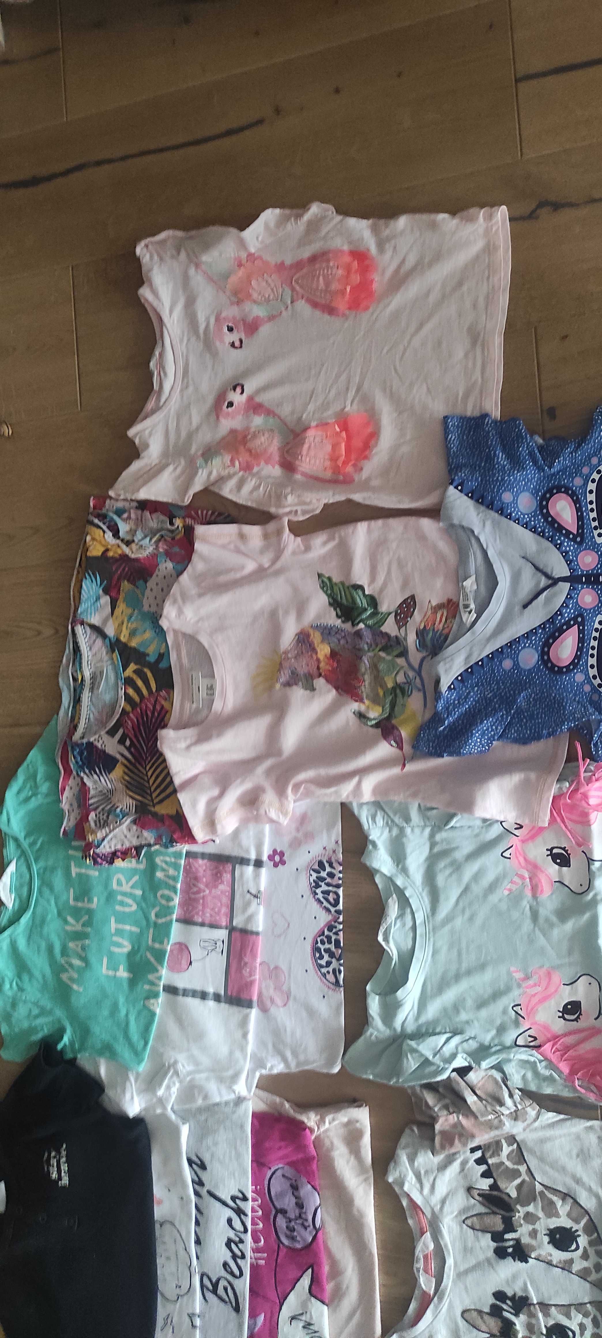 Zestaw 22 sztuk koszulek na lato rozmiar 122/128 H&M Zara i inne