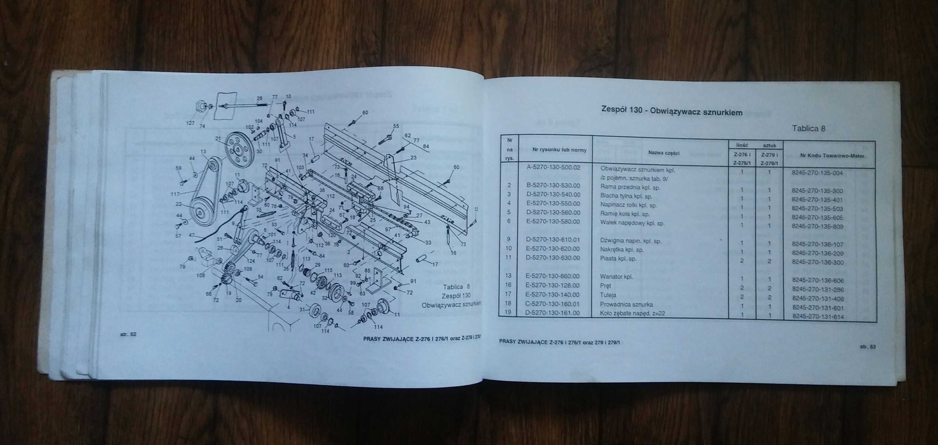 Z-276 Z-279 Katalog części prasa zwijająca Spima Z 276 279