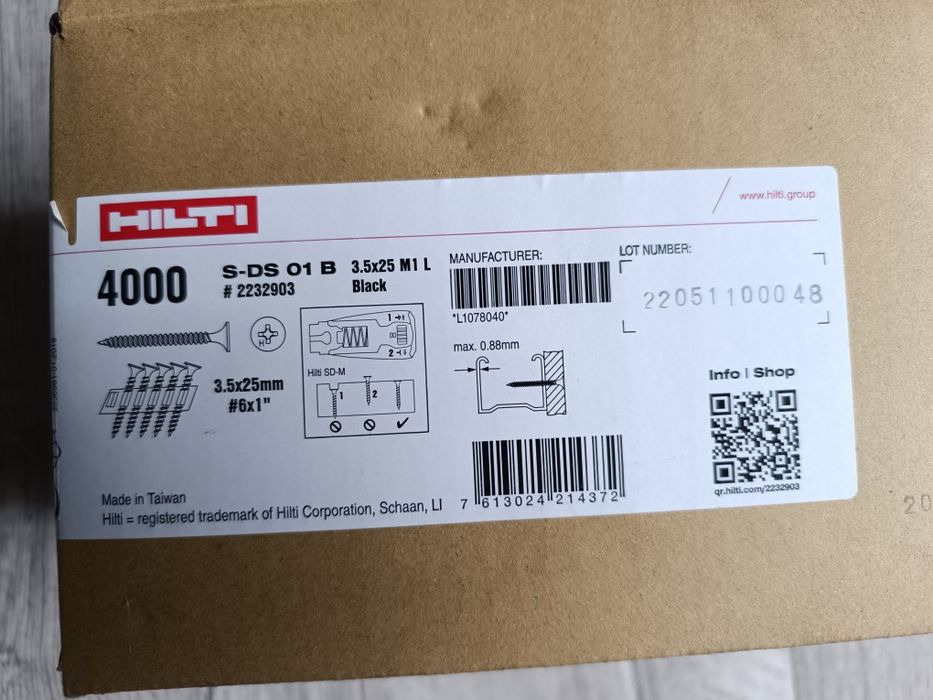 Hilti Wkręt płyt gips.kart. S-DS01B 3,5x25 M1