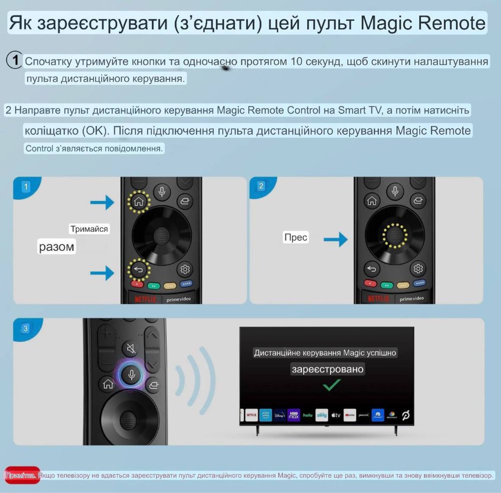 Пульт LG Magic Remote з указкою (миша)  для телевізорів 2017-2021років
