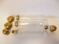 4 antigos frascos para cosméticos em cristal com latão