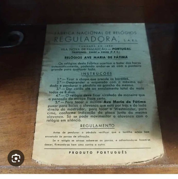 Relógio antigo a funcionar