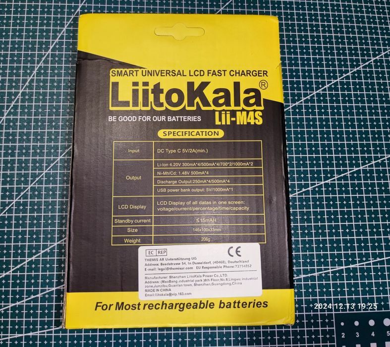 Зарядное typ -c для  18650, 21700, 26650, и других Litokala m4S