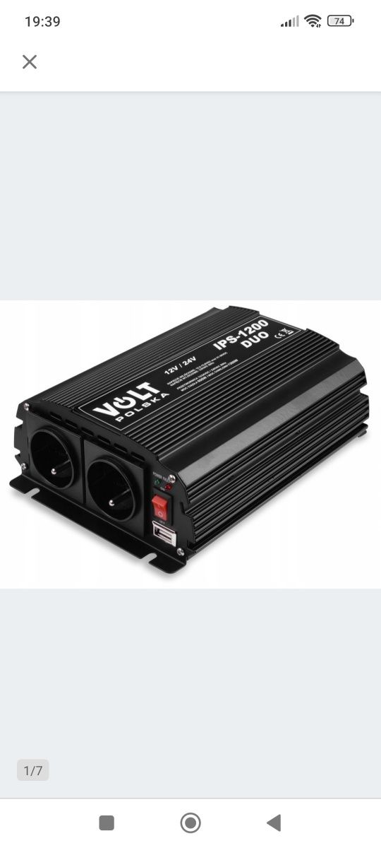 Przetwornica VOLT 1200 DUO 12-24/230V 1200W + USB