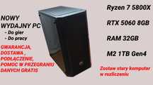 Nowy PC Ryzen 7 5800X / RTX 5060 / 32GB / 1TB SSD / Wi-Fi / Win11 Pro