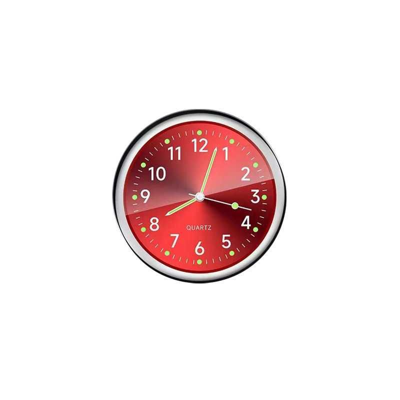 Zegar Kwarcowy do Samochodu - Czerwony - 4cm - Ozdoba Kokpitu Auta