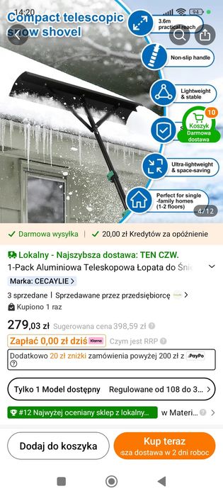 Do sprzedania  łopata do śniegu