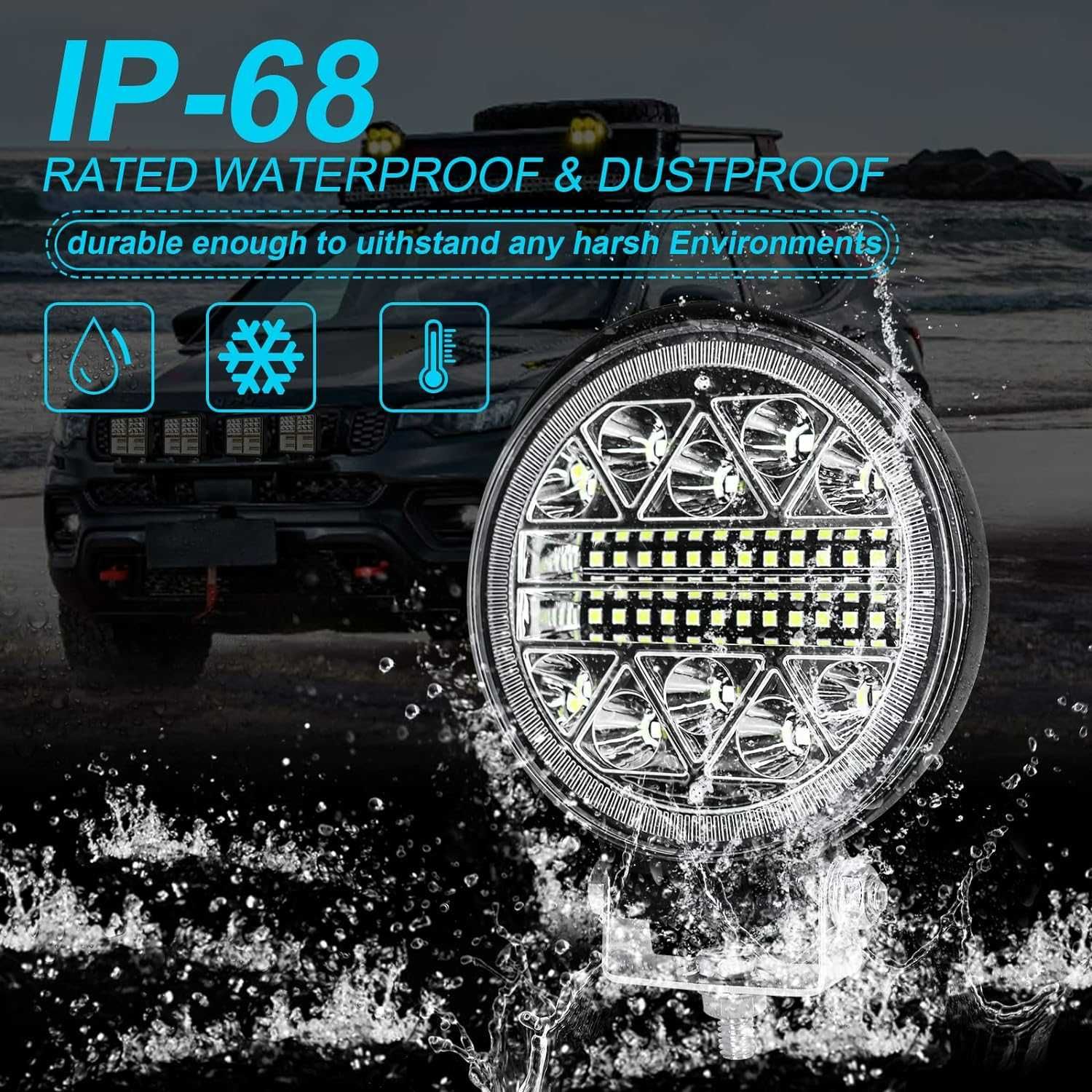 Dinfu Reflektor roboczy LED 102 W, reflektor cofania LED 12 V