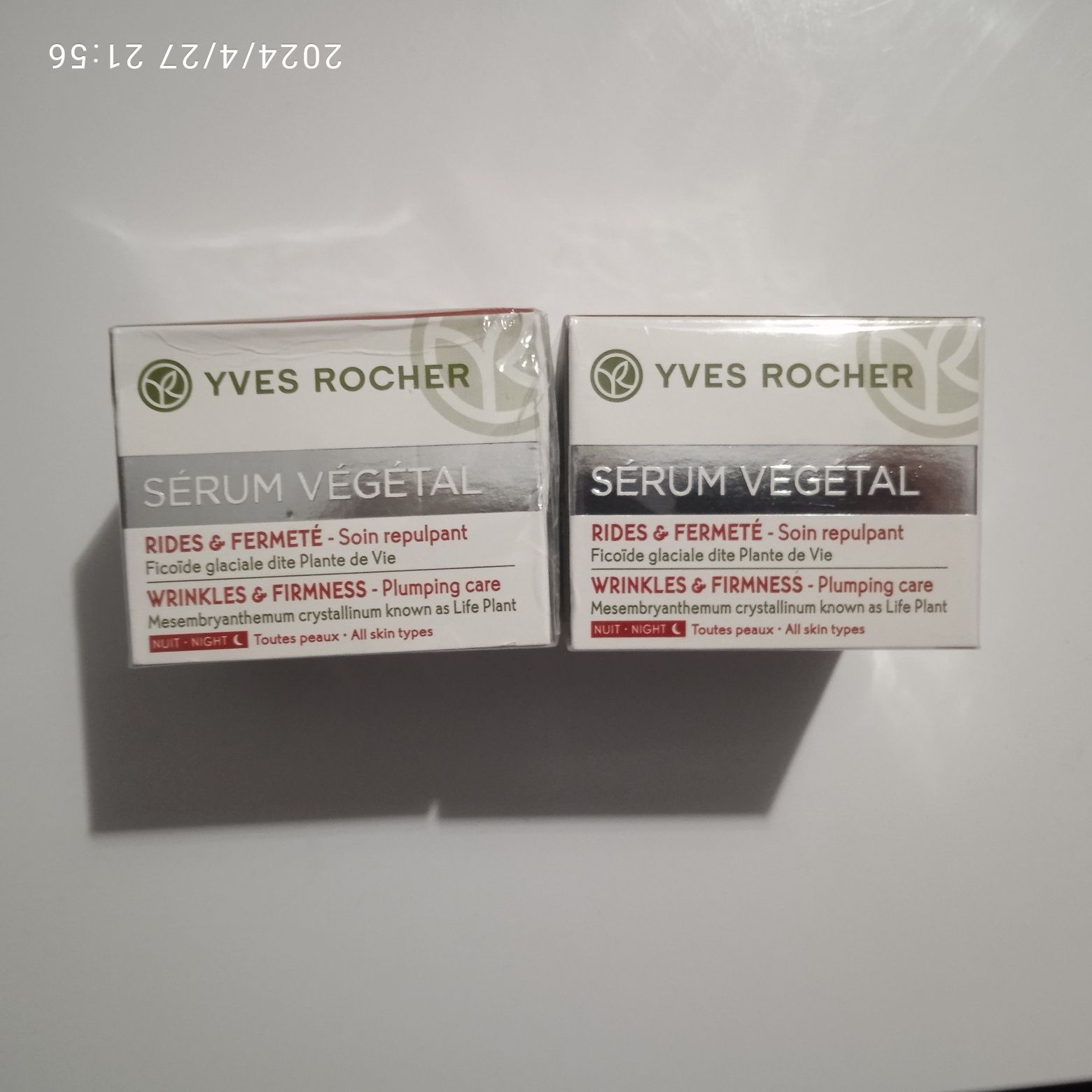 Yves Rocher serum vegetal krem 2 szt. Na noc ujędrniający