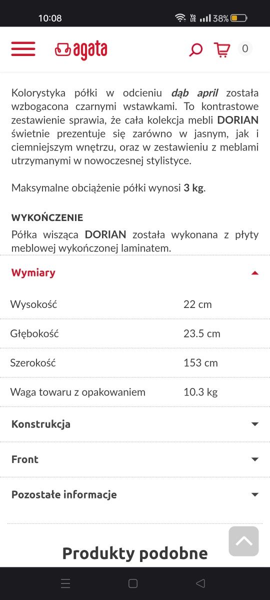 Półka wisząca Dorian