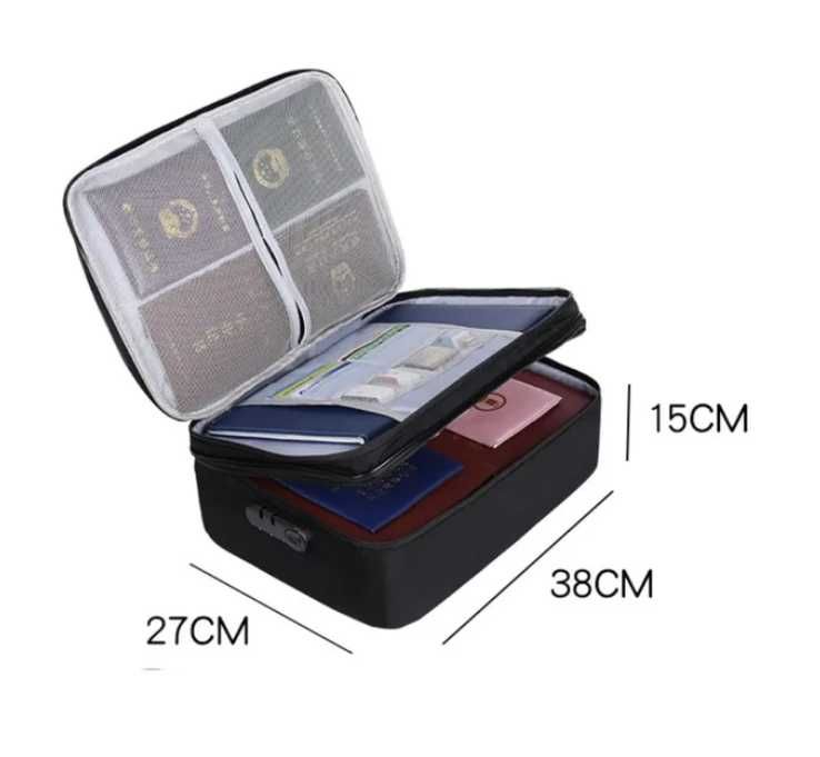 Органайзер папка для документов с кодовым замком на 2 отделения Черный