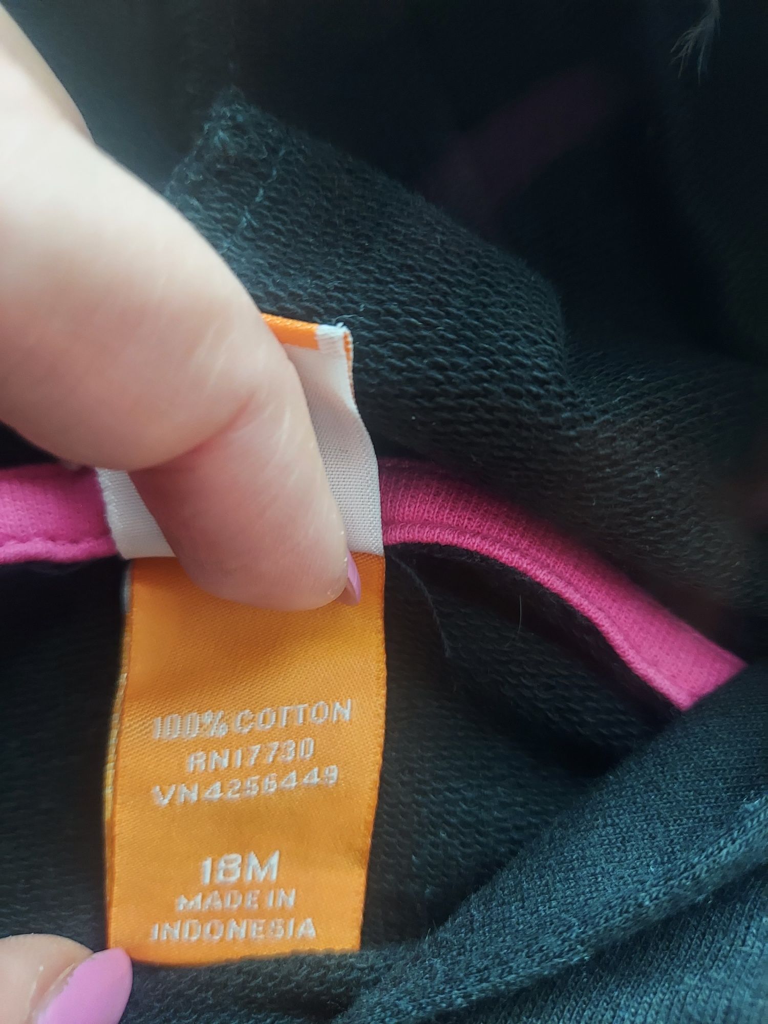 Dziewczęca bluza z kapturem na wiek ok. 18 m-cy