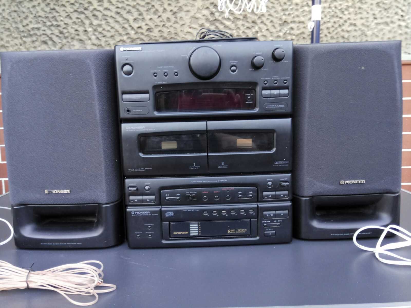 Pioneer XR-P330M wieża stereo zestaw zmieniacz 6 płyt CD kasety pilot