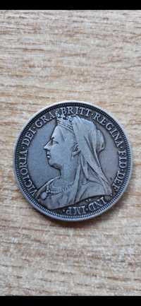 Wielka Brytania 1 korona 1897 LX -srebro-
