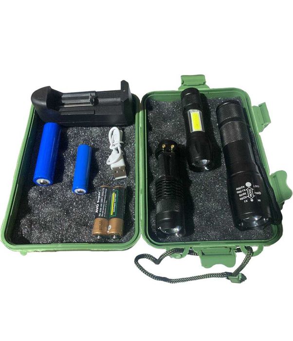Набор тактических фонарей на аккумуляторах 3шт