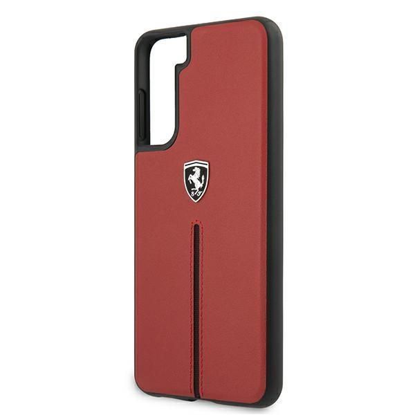 Etui Ferrari Hardcase do Samsung Galaxy S21+ - Czerwony Skórzany Styl