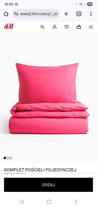 Pościel nowa H&M  150x200 róż fuksja