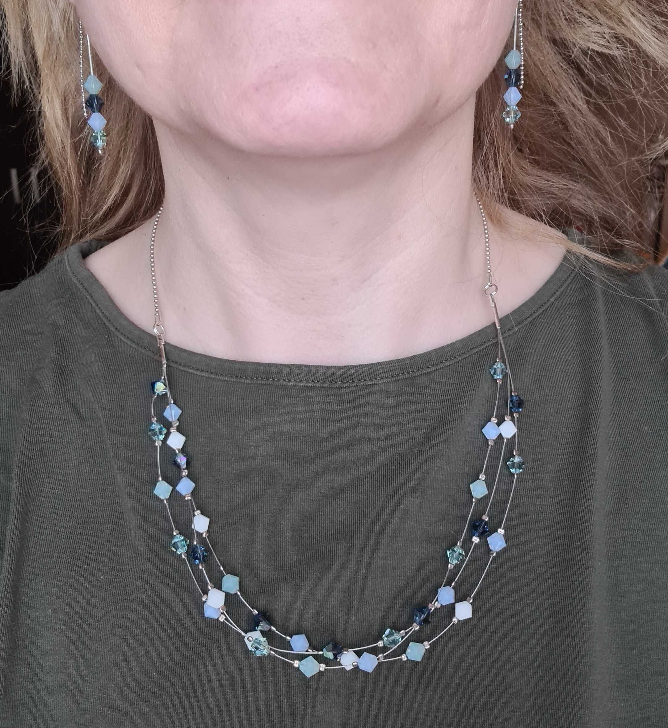 Zestaw naszyjnik i kolczyki kryształki Swarovski srebro