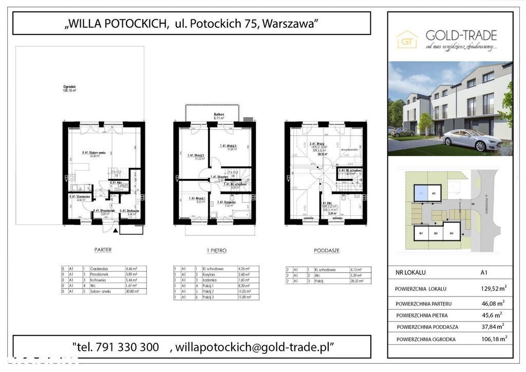 Nowy dom szeregowy Warszawa Wawer 122 m²