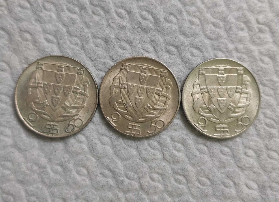 Conjunto 3 Moedas de 2.5$ 1944 + 1945 + 1946 - Soberbas