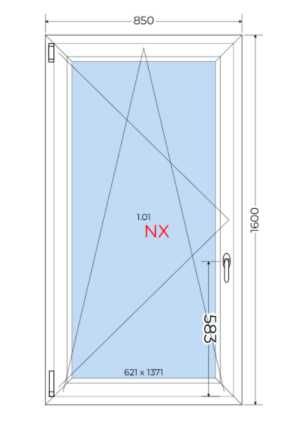 Okno PCV 850x1600 mm/ 85x160 cm 1 Skrzydłowe SKLADOKIEN.PL / TANIO