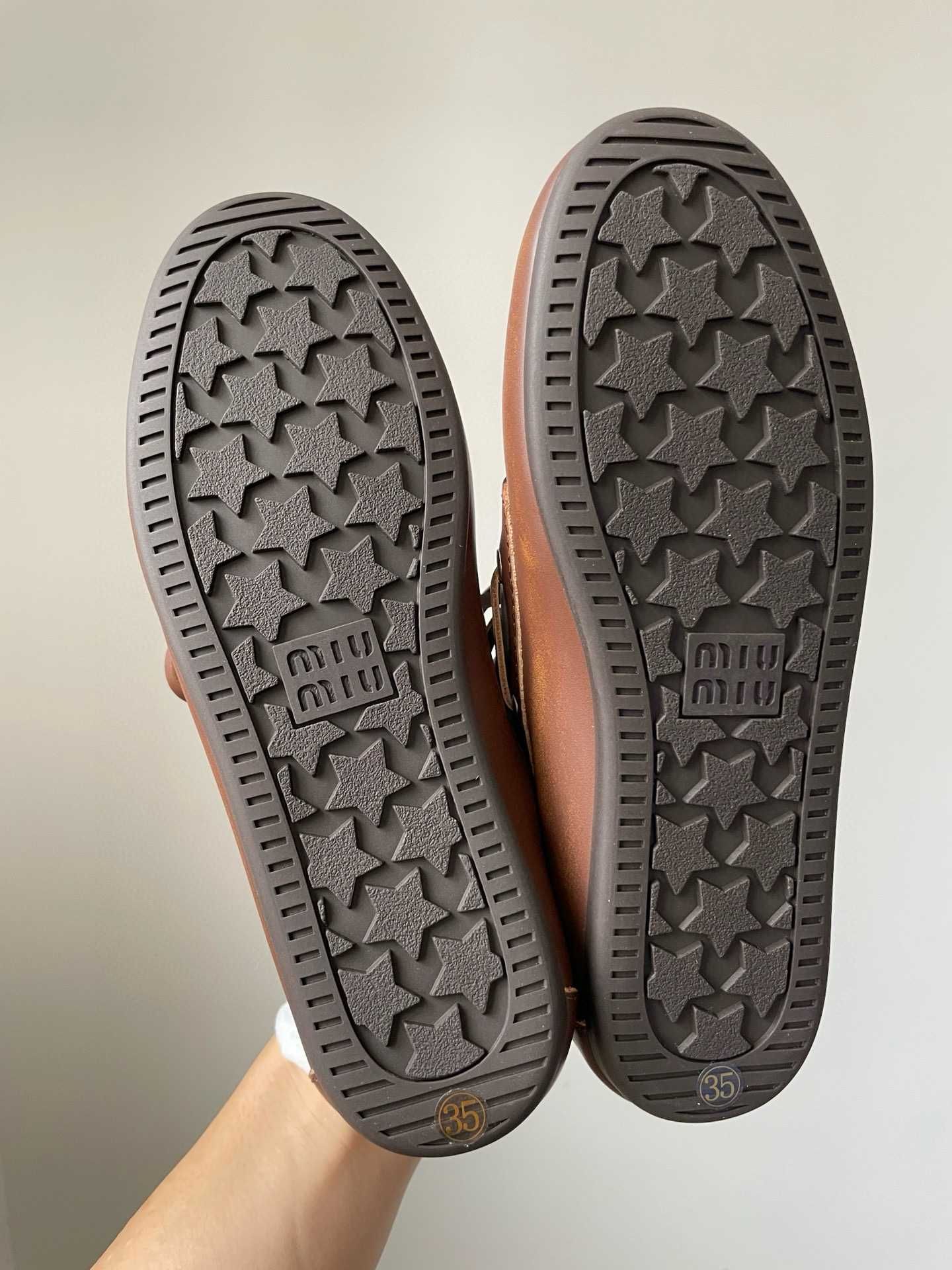 Лоферы Miu Miu Unlined bleached leather boat shoes лоферы миу миу