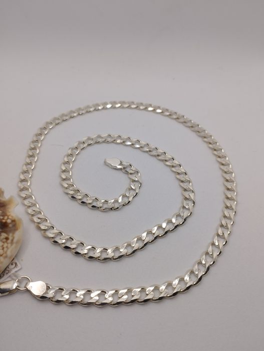 Srebrny łańcuszek pancerka, próba 925, długość 60 cm