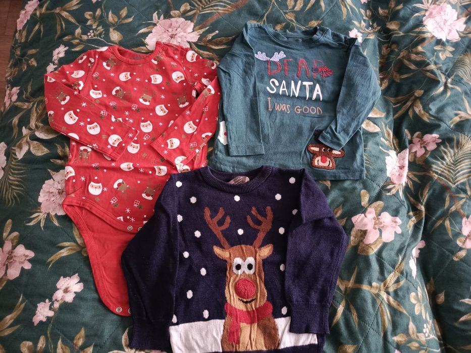 Zestaw body koszulka sweter święta Mikołaj 86