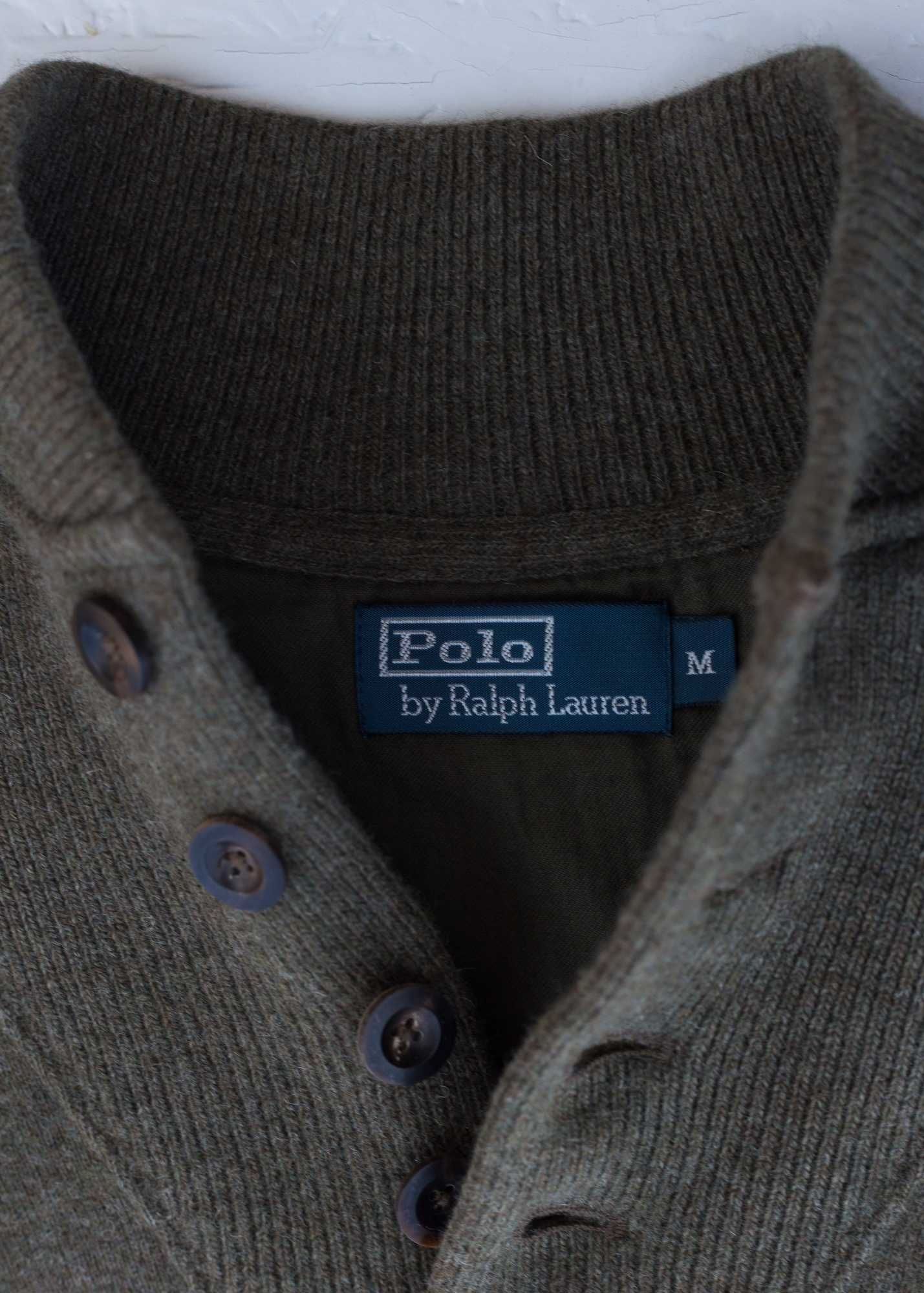 Polo by Ralph Lauren półgolf sweter wełna roz. M military nologo