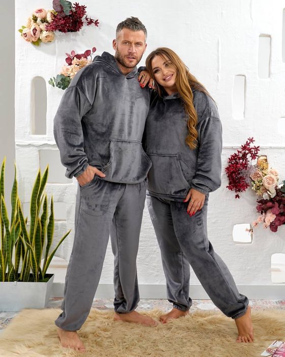 Піжама чоловіча та жіноча тепла махрова family look