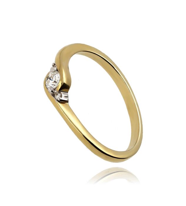 Złoty Pierścionek 585 14k brylanty 0.12ct RS0165