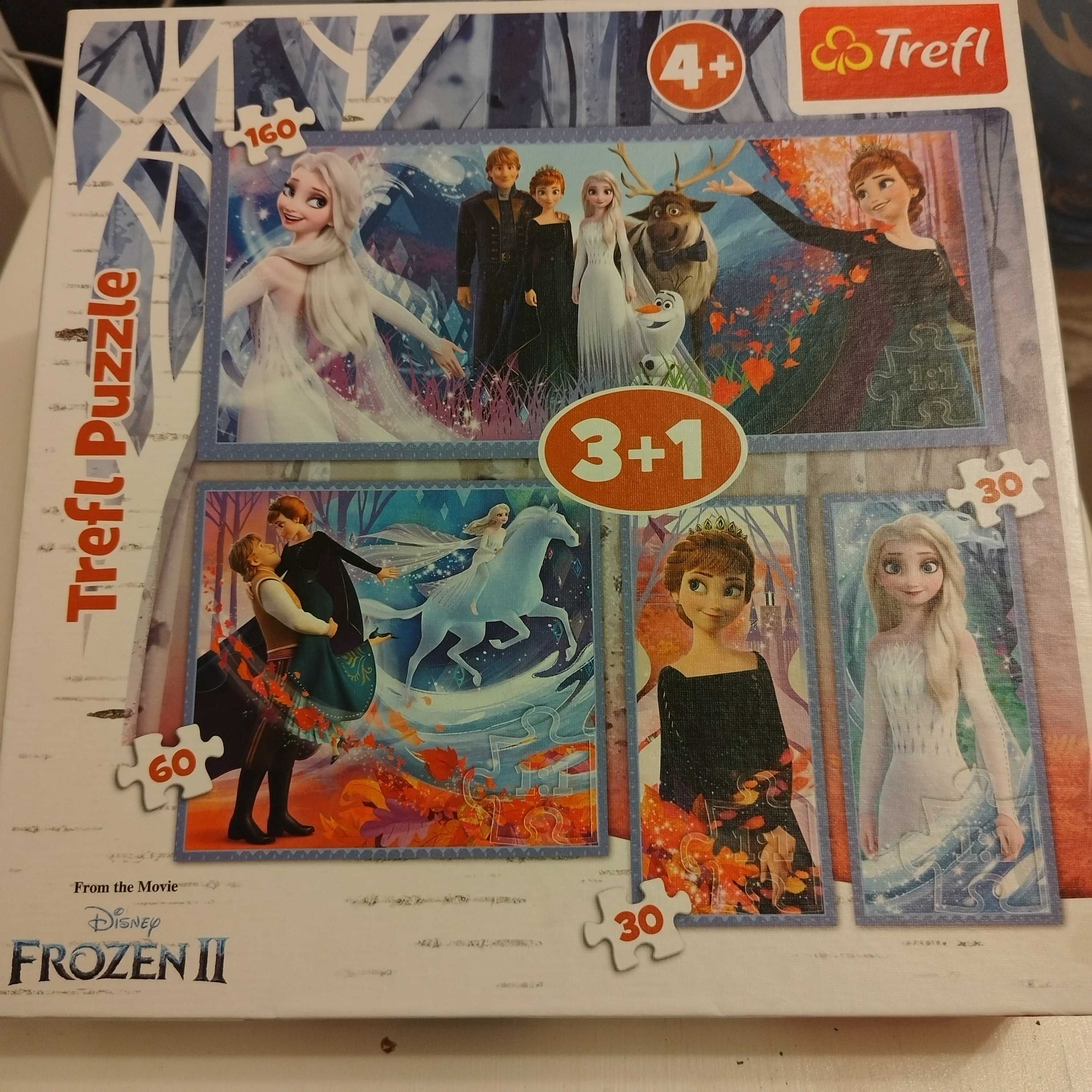 Puzzle 4+ myszka minnie, kraina lodu, świnka peppa