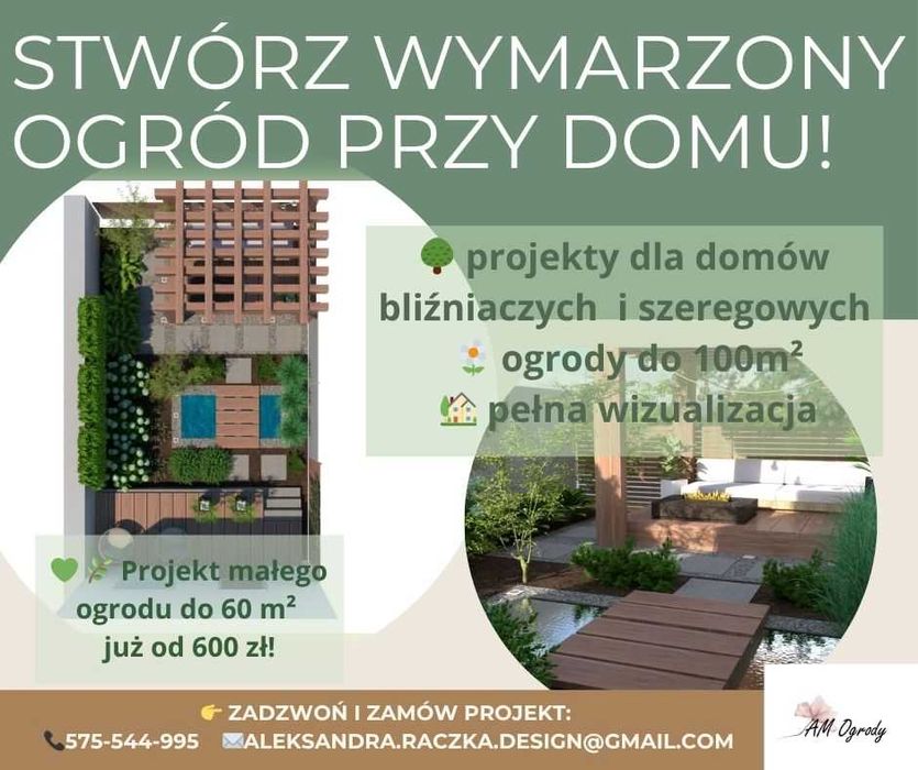 Projektowanie ogrodów małych i nowoczesnych przy domach i bliźniakach