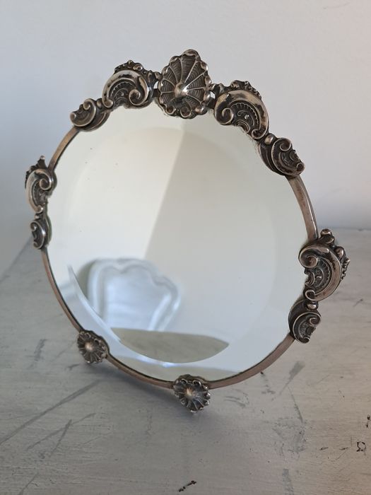 Espelho mesa antigo moldura em Prata