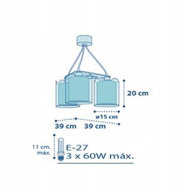 Lampa Sufitowa Jungle Potrójna 3X60W Żyrandol Zwis