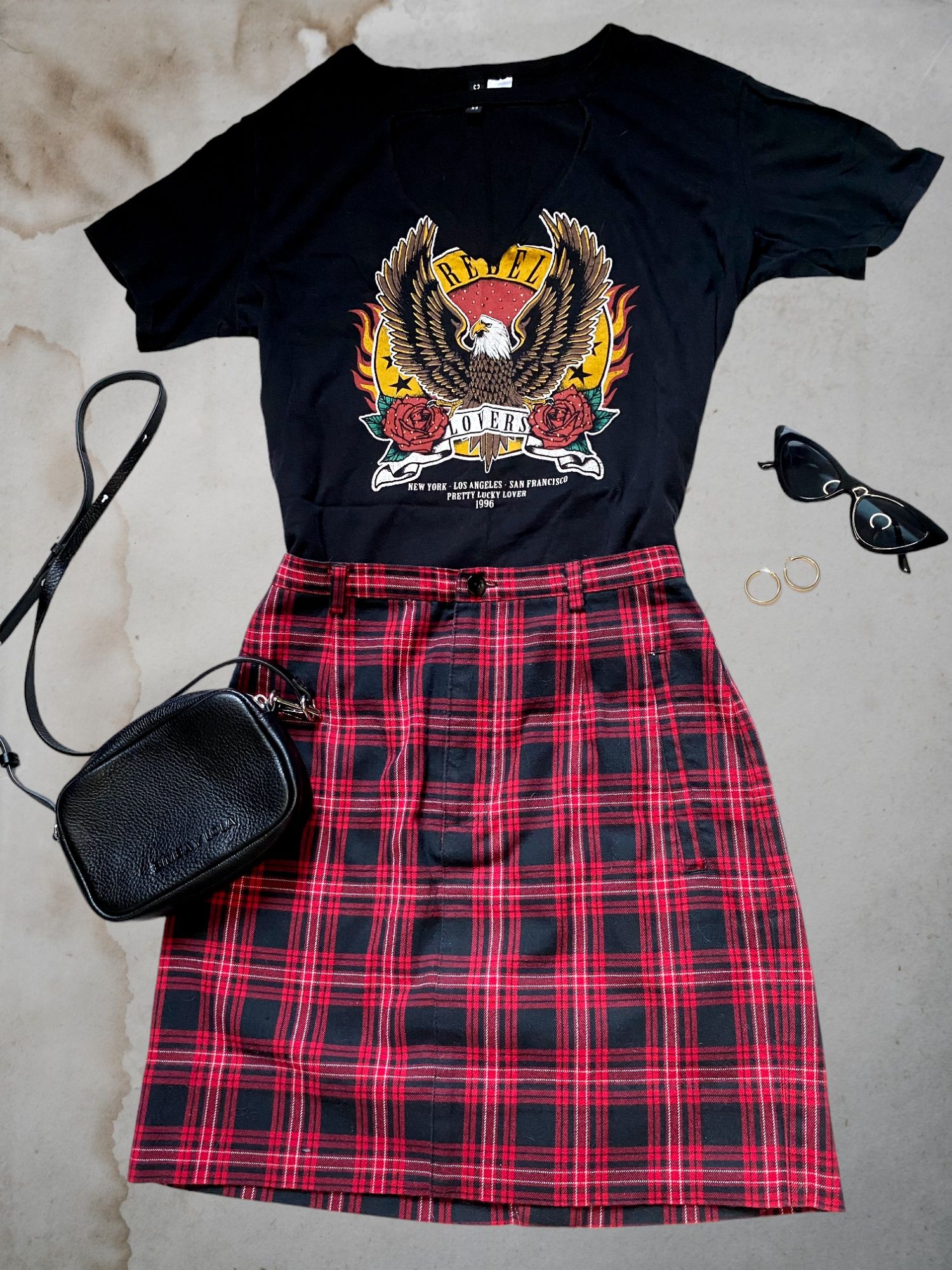 Spódnica krótka mini w kratę GAP retro elegancka rock bawełna cotton
