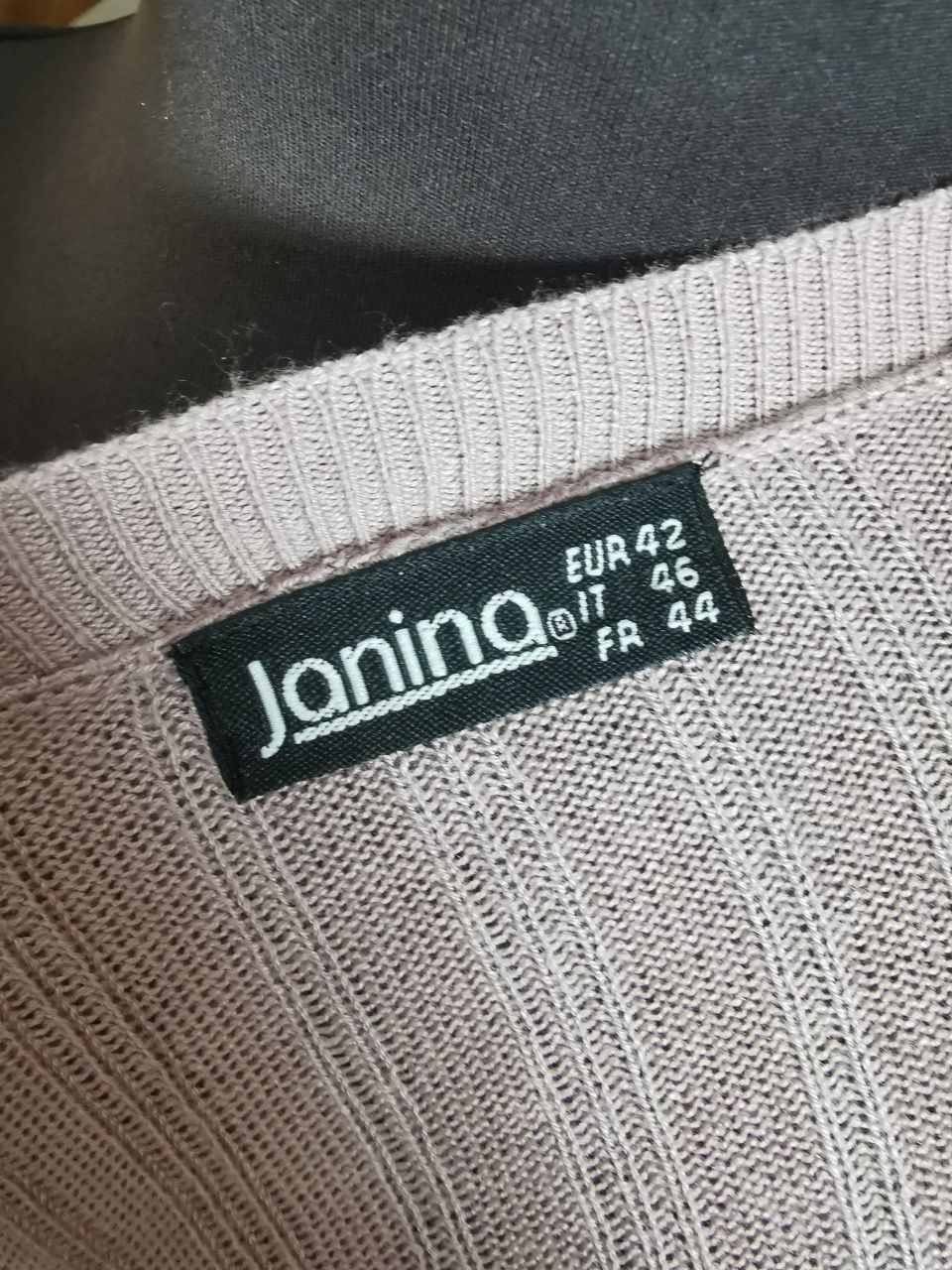 Sweter narzutka kardigan pudrowy róż Janina 42 XL ażurowy