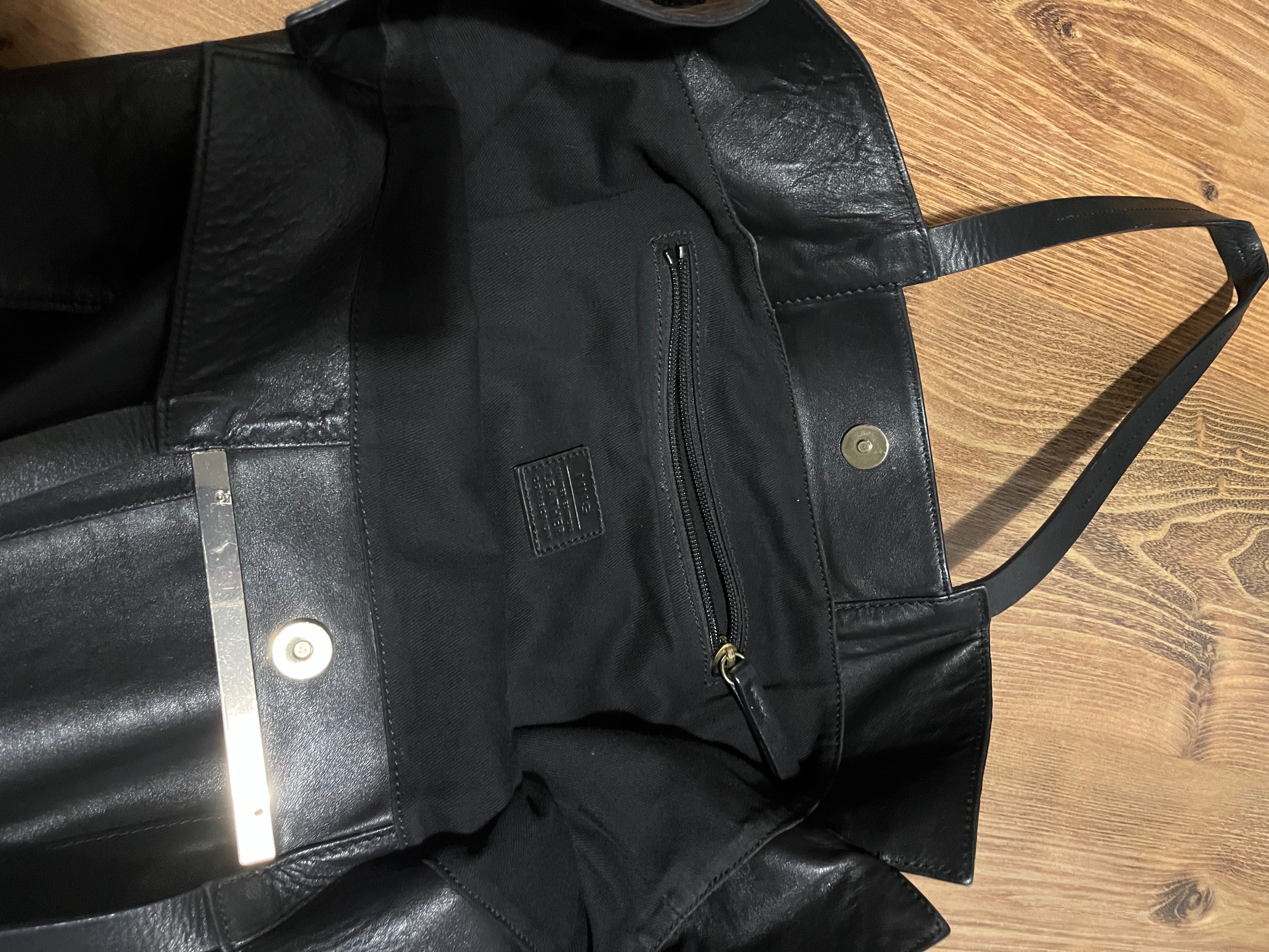 Torebka shopper bag Mango worek skóra naturalna