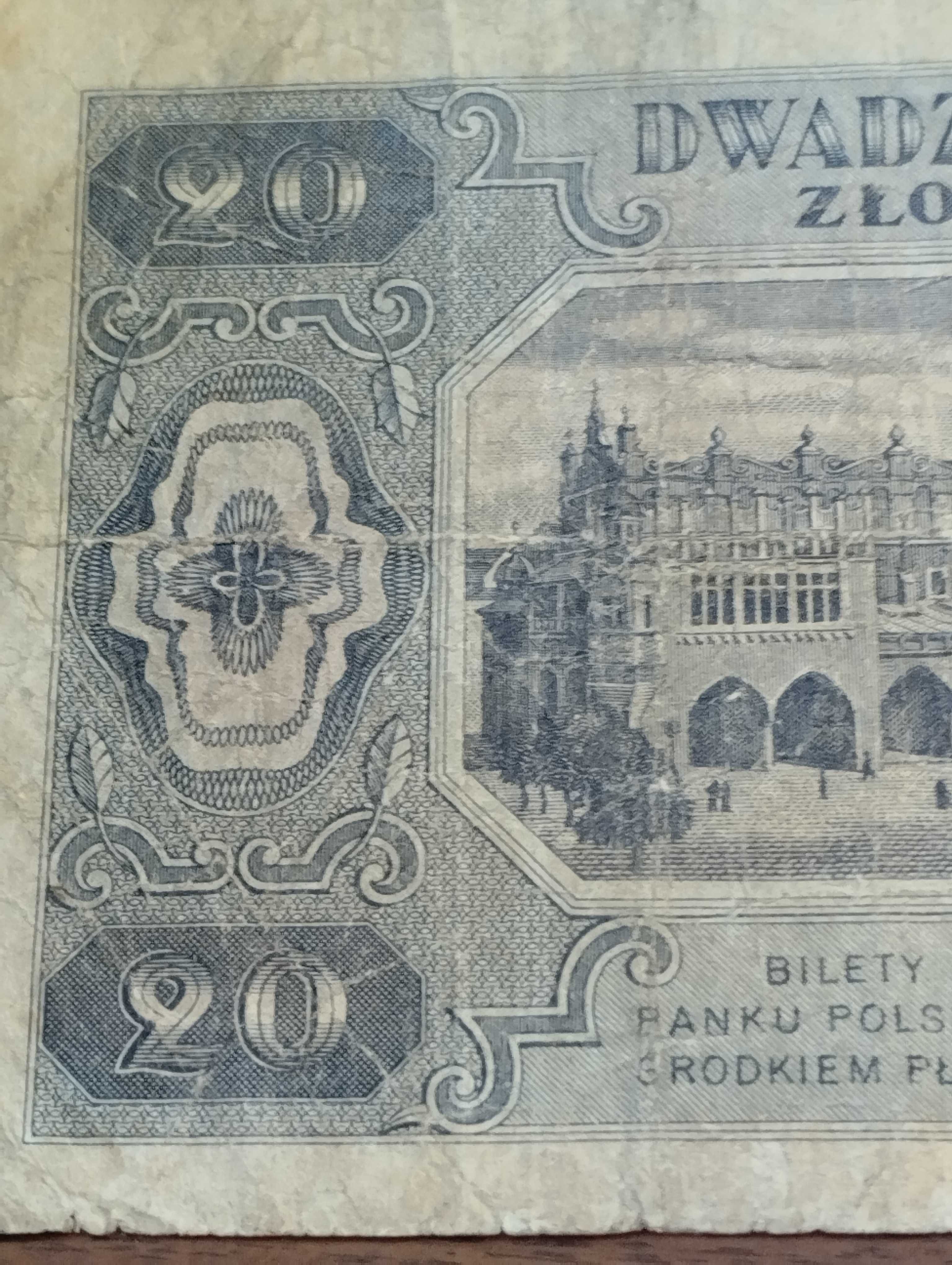 Nota rara de 20 Zlotych de 1948 Polaca