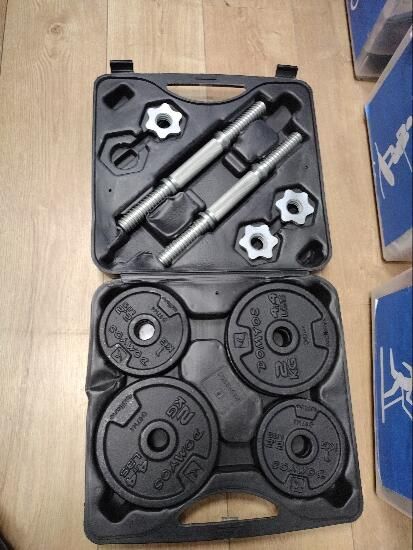 Conjunto halteres de musculação 20 kg com disco ferro fundido parte